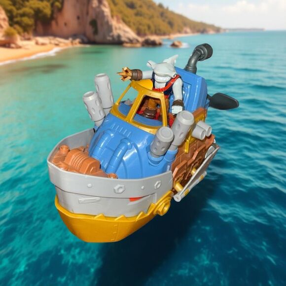 Fisher-Price Imaginext Pirate Shark Boat with Hammerhead Shark Pirate Figure - Picture 1 of 10